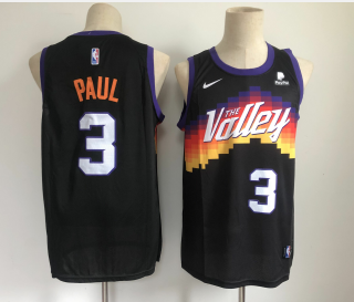 Men's Phoenix Suns #3 Chris Paul Black 2021 City Edition NBA Swingman Jersey With The Sponsor Logo