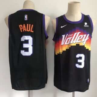 Men's Phoenix Suns #3 Chris Paul Black 2021 City Edition NBA Swingman Jersey With The Sponsor Logo