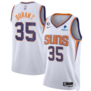 Men's Phoenix Suns #35 Kevin Durant White Association Edition With No.6 Patch Stitched Basketball Jersey