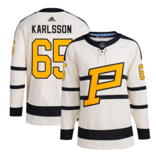 Men's Pittsburgh Penguins #65 Erik Karlsson Cream 2023 Winter Classic Stitched Jersey