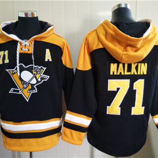 Men's Pittsburgh Penguins #71 Evgeni Malkin Black Ageless Must-Have Lace-Up Pullover