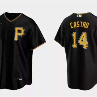Men's Pittsburgh Pirates #14 Rodolfo Castro Black Cool Base Stitched Baseball Jersey
