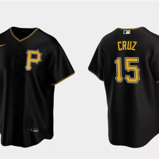 Men's Pittsburgh Pirates #15 Oneil Cruz Black Cool Base Stitched Baseball Jersey