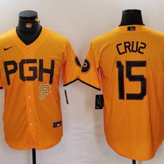 Men's Pittsburgh Pirates #15 Oneil Cruz Gold City Connect Stitched Jerseys