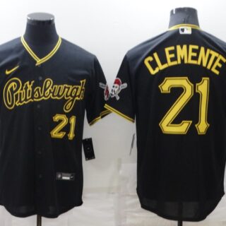 Men's Pittsburgh Pirates #21 Roberto Clemente Black Cool Base Stitched Jersey