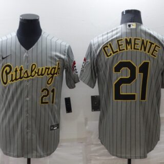 Men's Pittsburgh Pirates #21 Roberto Clemente Dark Grey Cool Base Stitched Jersey