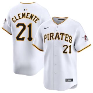 Men's Pittsburgh Pirates #21 Roberto Clemente White Home Limited Stitched Baseball Jersey