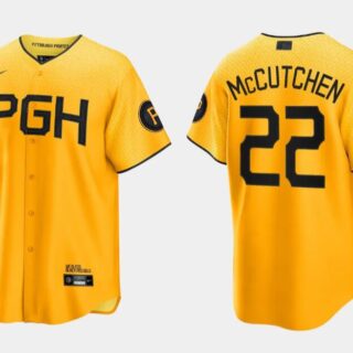 Men's Pittsburgh Pirates #22 Andrew McCutchen Gold 2023 City Connect Stitched Jersey