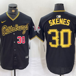 Men's Pittsburgh Pirates #30 Paul Skenes Black Stitched Baseball Jerseys