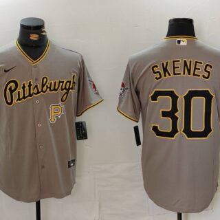 Men's Pittsburgh Pirates #30 Paul Skenes Grey Stitched Baseball Jersey