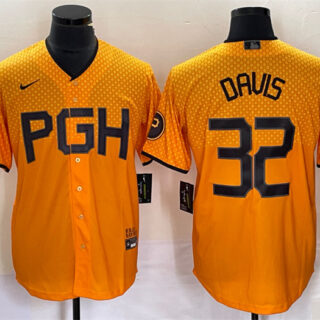 Men's Pittsburgh Pirates #32 Henry Davis Gold 2023 City Connect Stitched Jersey