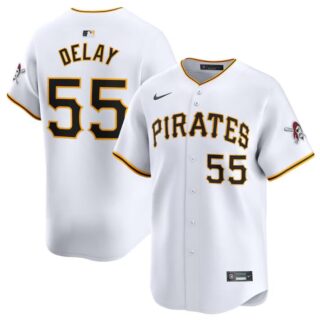 Men's Pittsburgh Pirates #55 Jason Delay White Home Limited Stitched Baseball Jersey
