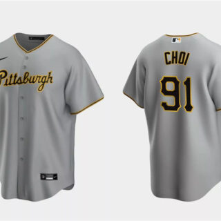Men's Pittsburgh Pirates #91 Ji Man Choi Grey Cool Base Stitched Baseball Jersey