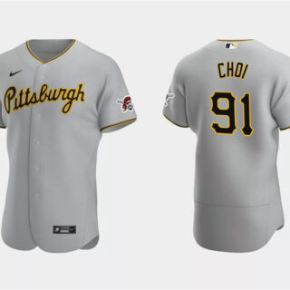 Men's Pittsburgh Pirates #91 Ji Man Choi Grey Flex Base Stitched Baseball Jersey