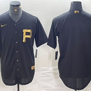 Men's Pittsburgh Pirates Blank Black Cool Base Stitched Baseball Jersey