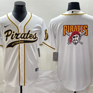 Men's Pittsburgh Pirates White Team Big Logo Cool Base Stitched Baseball Jersey