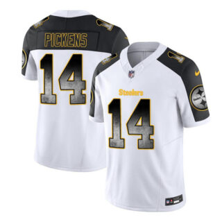 Men's Pittsburgh Steelers #14 George Pickens White Black 2023 F.U.S.E. Smoke Vapor Untouchable Limited Stitched Jersey