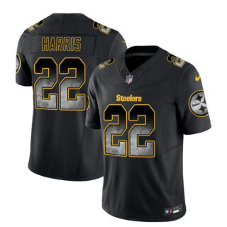 Men's Pittsburgh Steelers #22 Najee Harris Black 2023 F.U.S.E. Smoke Vapor Untouchable Limited Stitched Jersey
