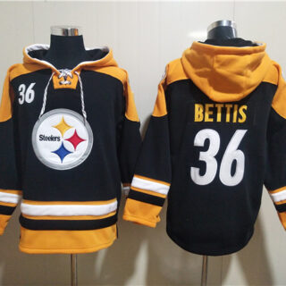 Men's Pittsburgh Steelers #36 Jerome Bettis Black Ageless Must-Have Lace-Up Pullover Hoodie