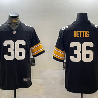 Men's Pittsburgh Steelers #36 Jerome Bettis Black Vapor Untouchable Stitched Football Jersey