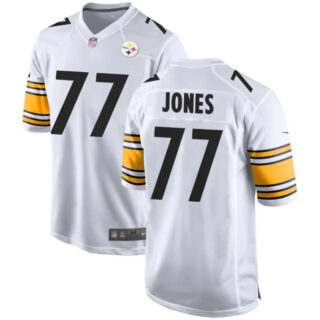 Men's Pittsburgh Steelers #77 Broderick Jones White Stitched Game Jersey