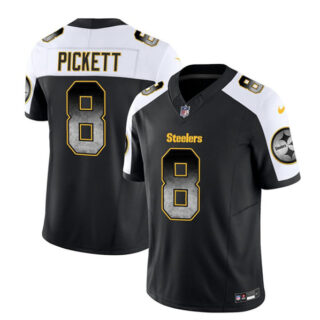 Men's Pittsburgh Steelers #8 Kenny Pickett Black White 2023 F.U.S.E. Smoke Vapor Untouchable Limited Stitched Jersey