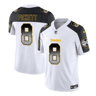 Men's Pittsburgh Steelers #8 Kenny Pickett White Black 2023 F.U.S.E. Smoke Vapor Untouchable Limited Stitched Jersey