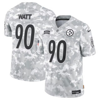 Men's Pittsburgh Steelers #90 T. J. Watt 2024 Arctic Camo Salute To Service Limited Stitched Football Jersey