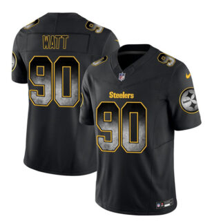 Men's Pittsburgh Steelers #90 T.J. Watt Black 2023 F.U.S.E. Smoke Vapor Untouchable Limited Stitched Jersey