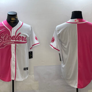 Men's Pittsburgh Steelers Blank 2024 Arctic Red White Salute To Service Stitched Baseball Jersey