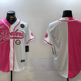 Men's Pittsburgh Steelers Blank 2024 Arctic Red White Salute To Service Stitched Baseball Jerseys