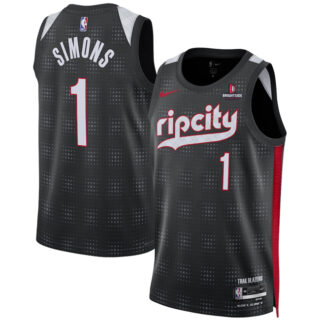 Men's Portland Trail Blazers #1 Anfernee Simons Black 2024 25 City Edition Edition Stitched Basketball Jersey