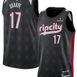 Men's Portland Trail Blazers #17 Shaedon Sharpe Black 2024 25 City Edition Edition Stitched Basketball Jersey