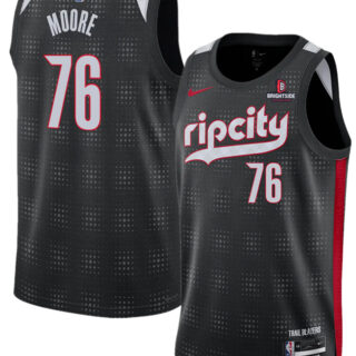 Men's Portland Trail Blazers #76 Taze Moore Black 2024 25 City Edition Edition Stitched Basketball Jersey