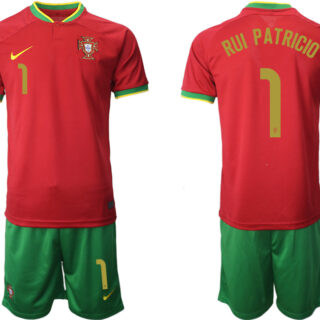 Men's Portugal #1 Rui Patricio Red Home Soccer Jersey Suit