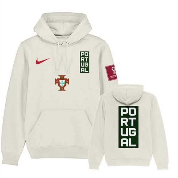 Men's Portugal White 2022 FIFA World Cup Soccer Hoodie 2