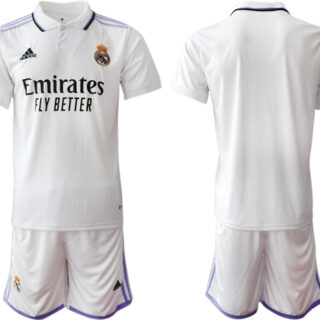 Men's Real Madrid Blank 22 23 White Home Soccer Jersey Suit
