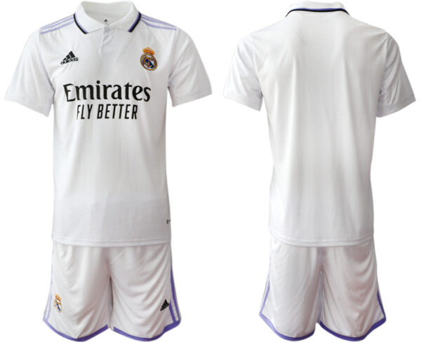 Men's Real Madrid Blank 22 23 White Home Soccer Jersey Suit