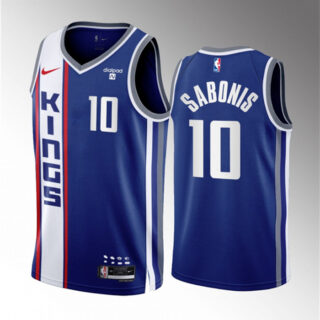 Men's Sacramento Kings #10 Domantas Sabonis Blue 2023 24 City Edition Stitched Basketball Jersey