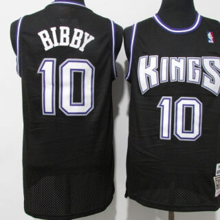 Men's Sacramento Kings #10 Mike Bibby 2001-02 Black Throwback Stitched Jersey