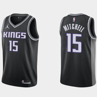 Men's Sacramento Kings #15 Davion Mitchell Swingman Black Statement Edition Stitched Jersey