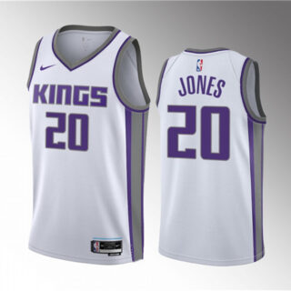 Men's Sacramento Kings #20 Colby Jones White 2023 Draft Association Edition Stitched Jersey