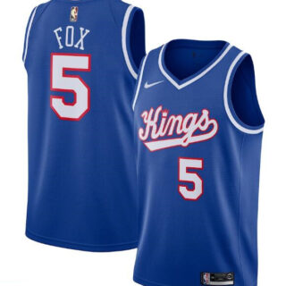 Men's Sacramento Kings #5 De'Aaron Fox Blue 2019 20 Hardwood Classics Swingman Stitched Basketball Jersey