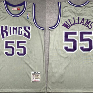 Men's Sacramento Kings #55 Jason Williams Grey 2000-01 Throwback Stitched Jersey