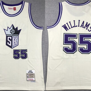Men's Sacramento Kings #55 Jason Williams White Throwback Stitched Jersey