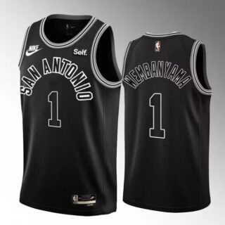 Men's San Antonio Spurs #1 Victor Wembanyama Black 2022 23 Classic Edition Stitched Basketball Jersey