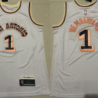 Men's San Antonio Spurs #1 Victor Wembanyama Light Blue 2024 City Edition Stitched Basketball Jersey
