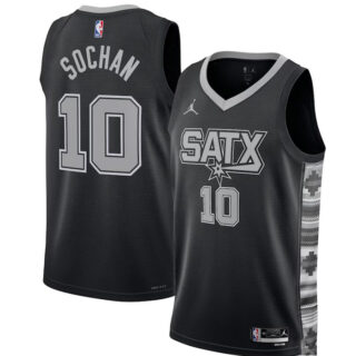 Men's San Antonio Spurs #10 Jeremy Sochan Black 2022 23 Statement Edition Stitched Basketball Jersey