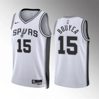 Men's San Antonio Spurs #15 Jamaree Bouyea White Association Edition Stitched Basketball Jersey