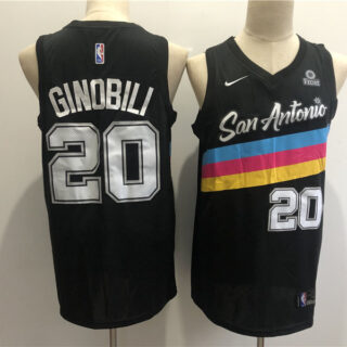 Men's San Antonio Spurs #20 Manu Ginobili Black 2021 Nike City Edition Swingman Stitched NBA Jersey With The NEW Sponsor Logo